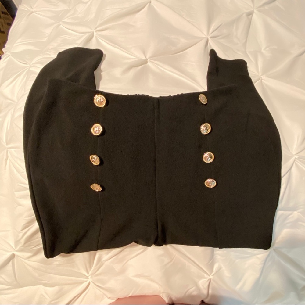 Black and gold button trousers